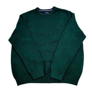 Chaps Dark Green Crew Neck Long Sleeve Sweater 100% Cotton